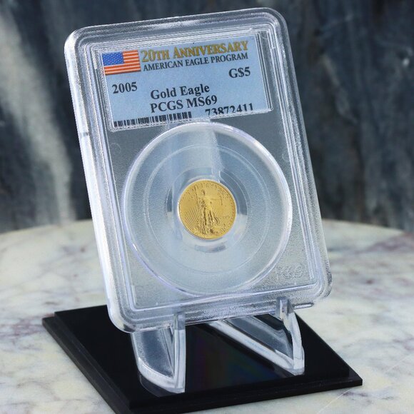 20th Anniversary $5 Gold American Eagle Coin Factory Sealed 2005 PCGS MS69 Miley - Picture 4 of 5